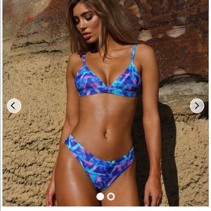 Kulani Kinis triangle swim bikini top sapphire geo